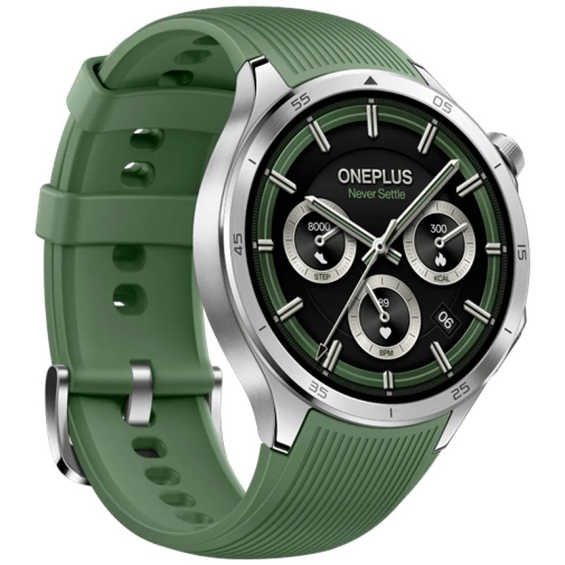 Pametna ura OnePlus Watch 3, srebrna (zelen pašček)