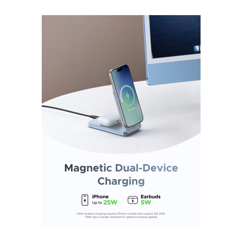 Polnilna postaja Ugreen MagFlow 55963, 2-in-1, MagSafe, 25W