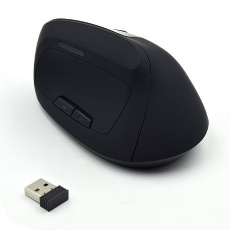 Miška brezžična Ewent Ergonomic Vertical, črna, EW3158