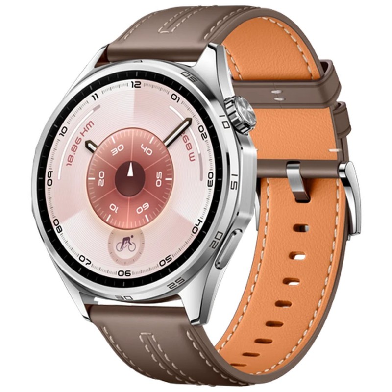 Pametna ura Huawei Watch GT 6, 46mm, srebrna (rjav pašček)