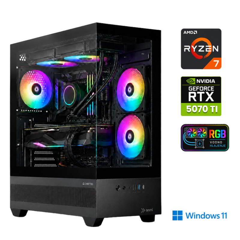 Računalnik ANNI Gamer Elite R7 7800X3D / RTX 5070 Ti / 32 GB / 2 TB / W11H