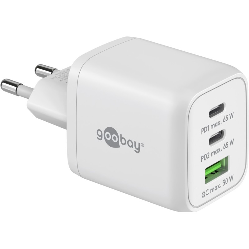 Napajalni adapter Goobay 65W USB-C GaN, bel