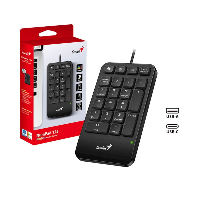 Tipkovnica Genius NumPad 125, črna