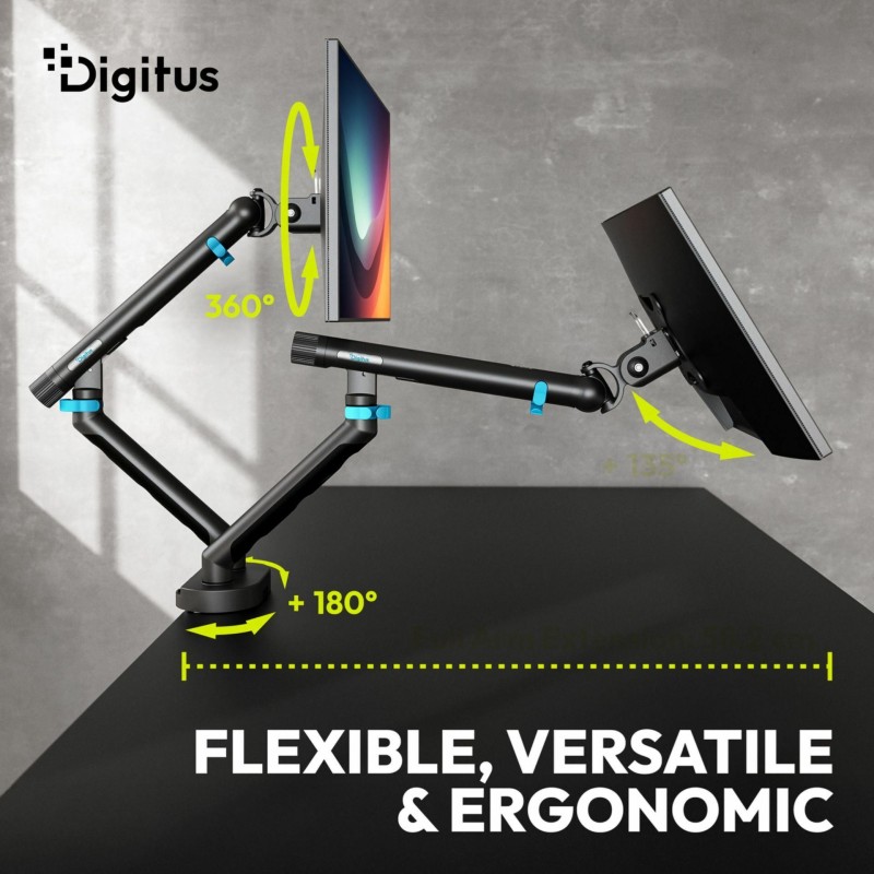 Namizni nosilec za 2 monitorja Digitus DA-90471, do 35, črn