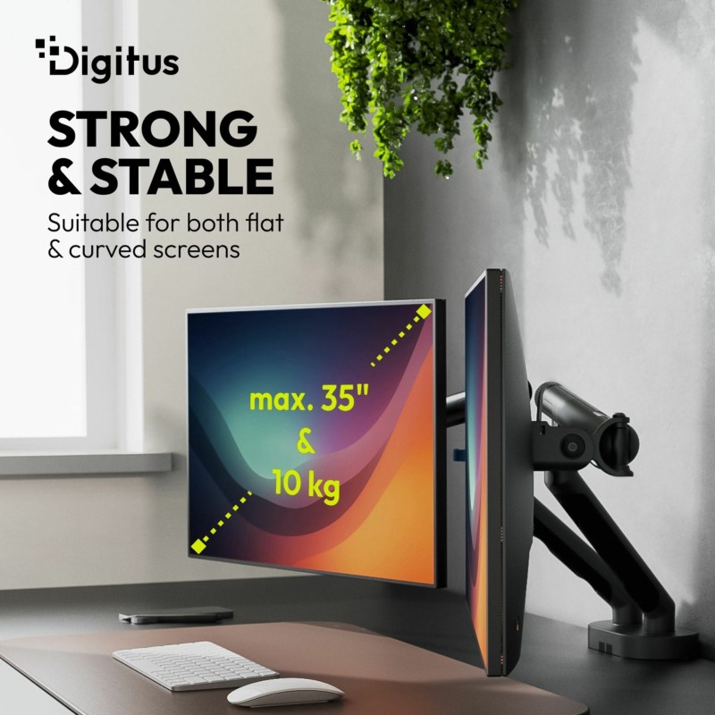 Namizni nosilec za 2 monitorja Digitus DA-90471, do 35, črn