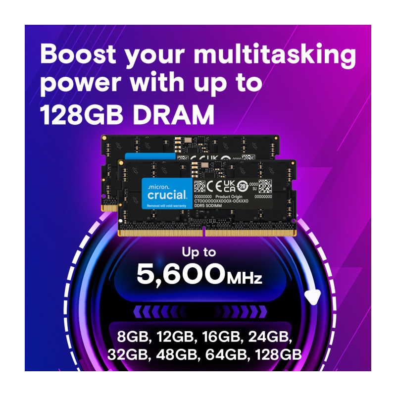 Pomnilnik DDR5 24GB (2x12GB) 5600MHz Crucial CT2K12G56C46S5