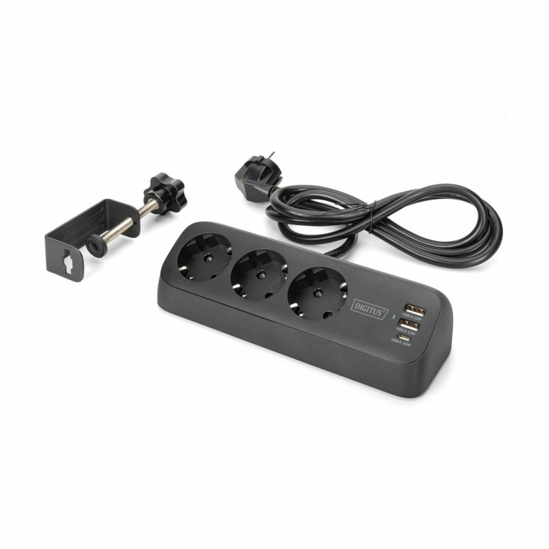 Razdelilec Digitus 3x250V 2xUSB TipA TipC 1,5m namizni črn