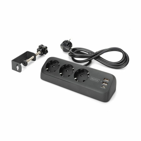 Razdelilec Digitus 3x250V 2xUSB TipA TipC 1,5m namizni črn