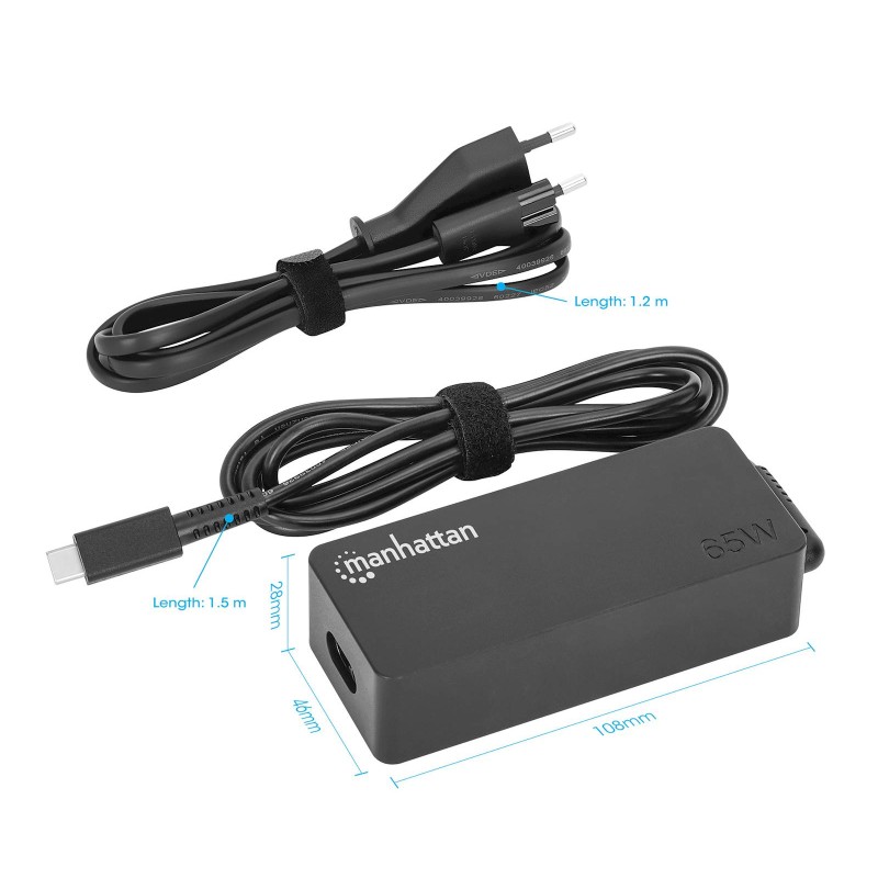 Napajalnik za prenosnik Manhattan USB-C Power Delivery, 65 W