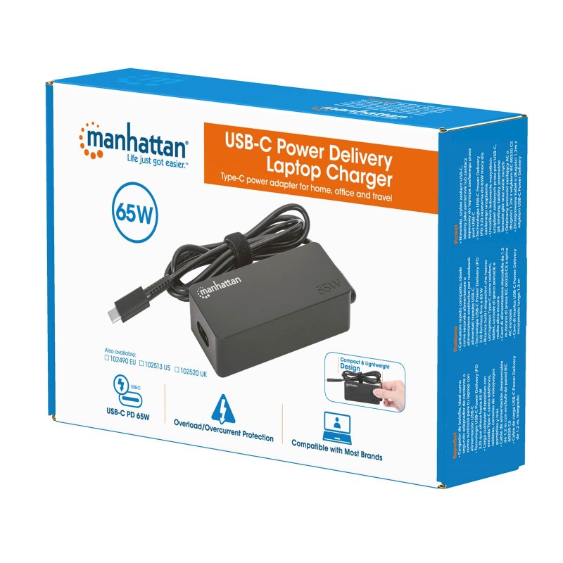 Napajalnik za prenosnik Manhattan USB-C Power Delivery, 65 W