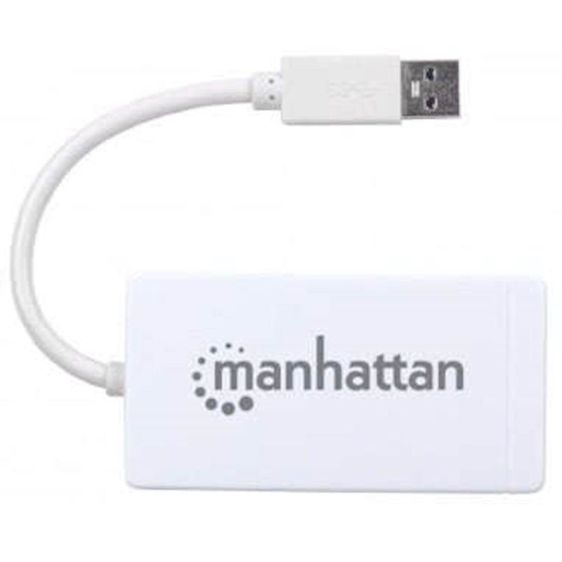 USB Hub Manhattan, 3-portni, USB 3.0 Type-C/A z Gigabit Ethernet adapterjem