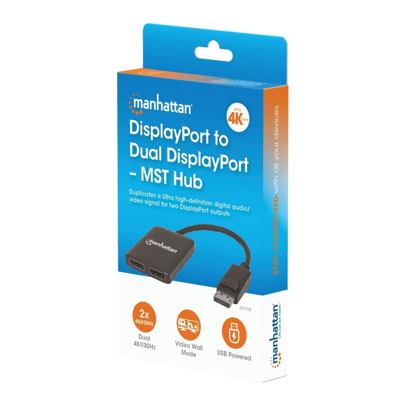 Adapter Manhattan DisplayPort 1x na 2x z MST