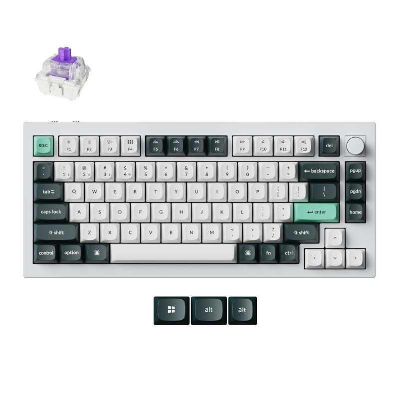 Tipkovnica Keychron Q1 HE, Gateron Nebula stikala, RGB, bela