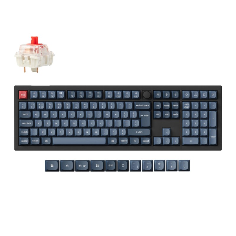 Tipkovnica Keychron V6 Max, Gateron Jupiter rdeča stikala, RGB, PBT, črna