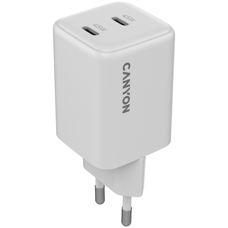 Polnilec Canyon CU45CC GaN 45W, 2x USB-C PD, bel