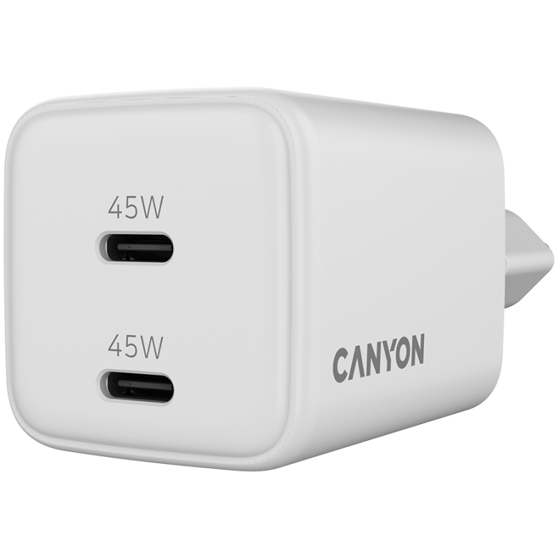 Polnilec Canyon CU45CC GaN 45W, 2x USB-C PD, bel