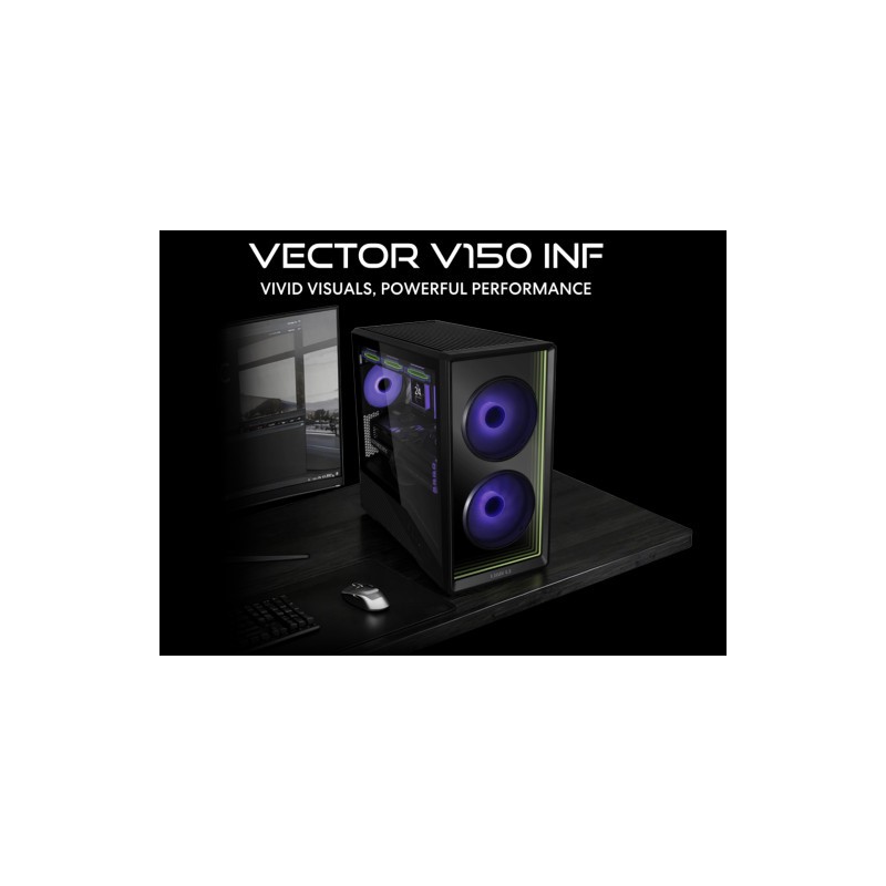 Ohišje Lian Li Vector V150 INF, Micro-ATX, kaljeno steklo, črno