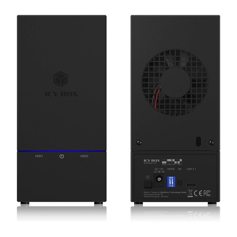 Zunanje RAID ohišje IcyBox IB-RD3621-C31, za 2x 3,5 in 2,5 HDD/SSD
