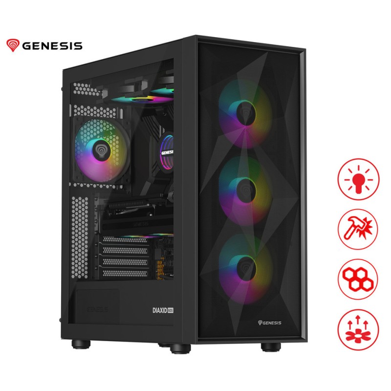 Ohišje GENESIS DIAXID 605 ARGB, Midi Tower, črno