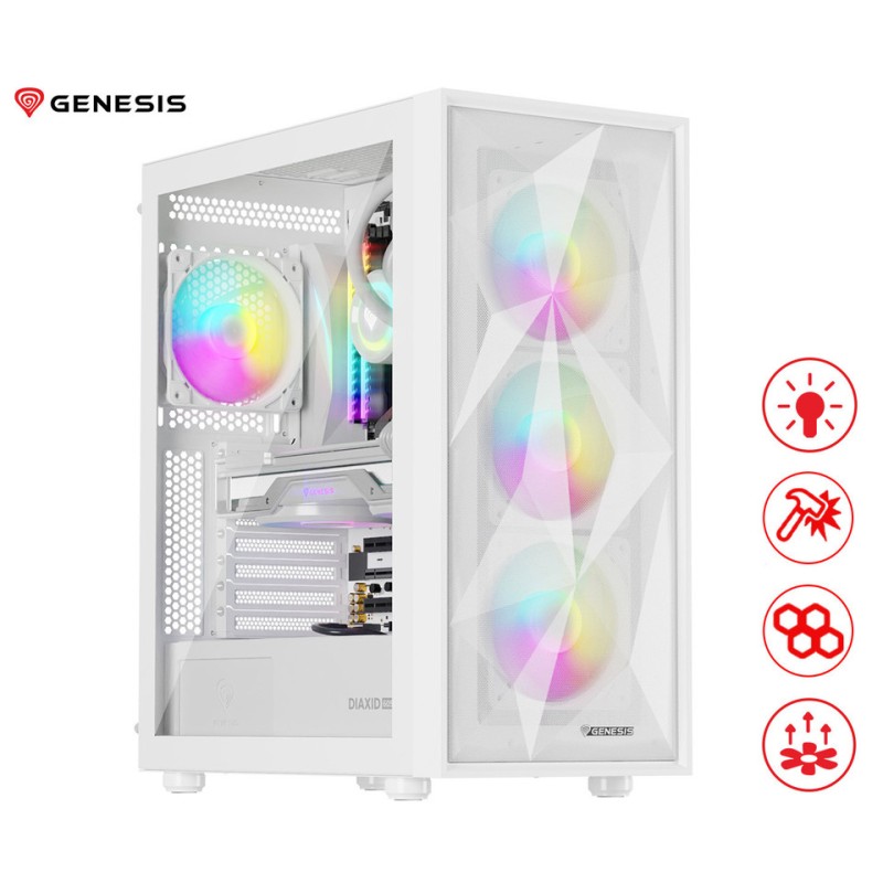 Ohišje GENESIS DIAXID 605 ARGB, Midi Tower, belo
