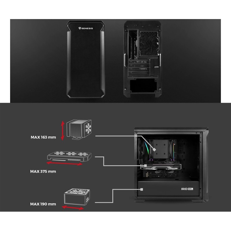 Ohišje GENESIS IRID 503 V2, Mini Tower, črna