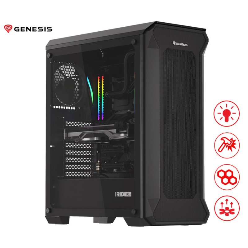 Ohišje GENESIS IRID 505 ARGB V2, Midi Tower, črna