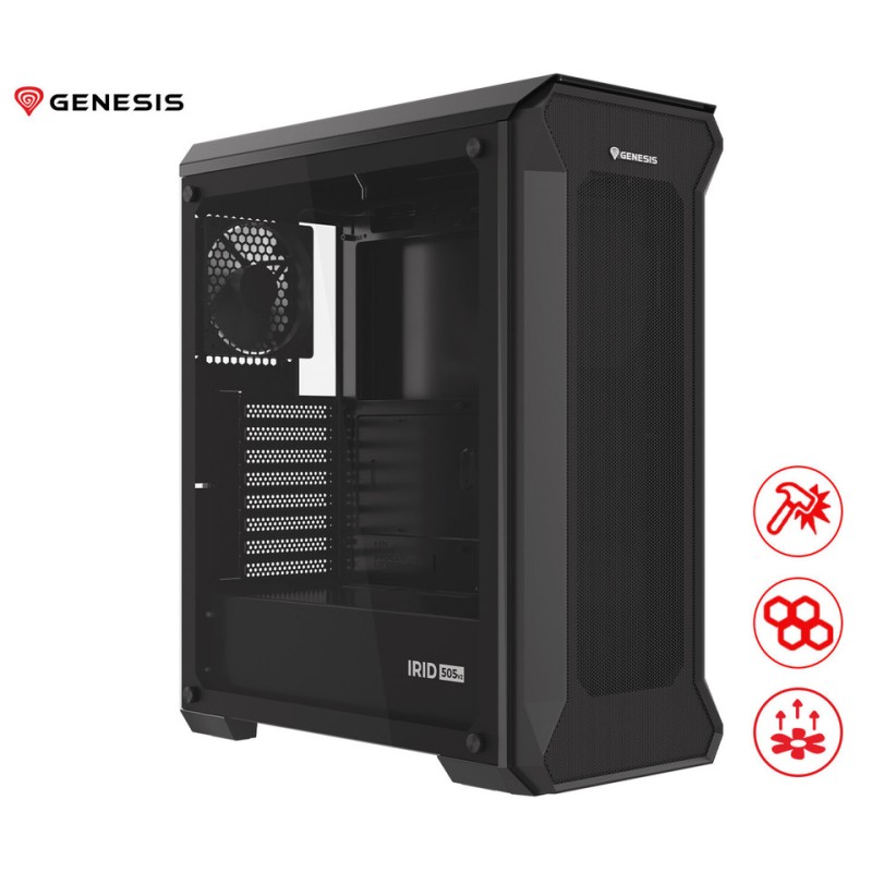 Ohišje GENESIS IRID 505 V2, Midi Tower, črna