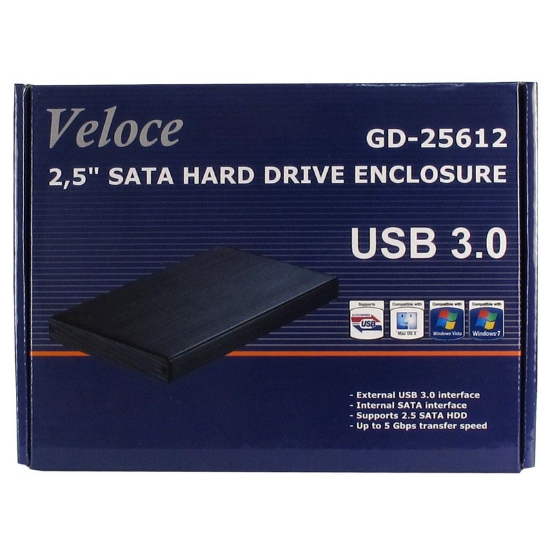 Ohišje za disk INTER-TECH GD-25612 Veloce za 2,5 SATA HDD/SSD, črno