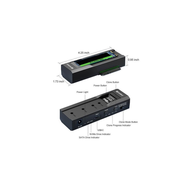 Priklopna in klonirna postaja Sandberg za M.2 NVMe ter SATA HDD/SSD