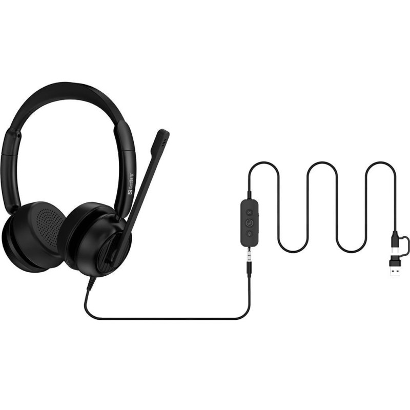 Slušalke Sandberg 3v1 Office Headset Pro, črne