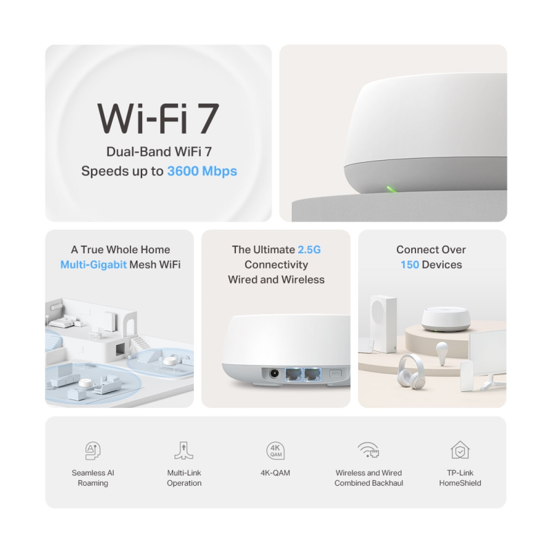 Usmerjevalnik (router) TP-Link Deco BE25, Wi-Fi 7, Mesh sistem (3 pack)
