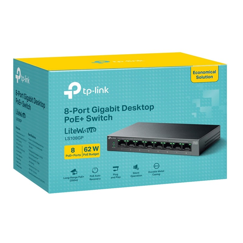 Stikalo (switch) TP-Link LS108GP, 8-port, PoE+