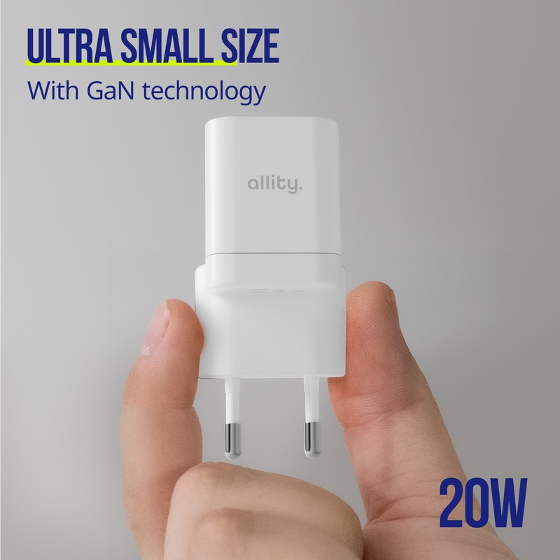 Polnilec ALLITY ATC-01, 20W, 1x USB-C, 1x USB-A, PD, QC
