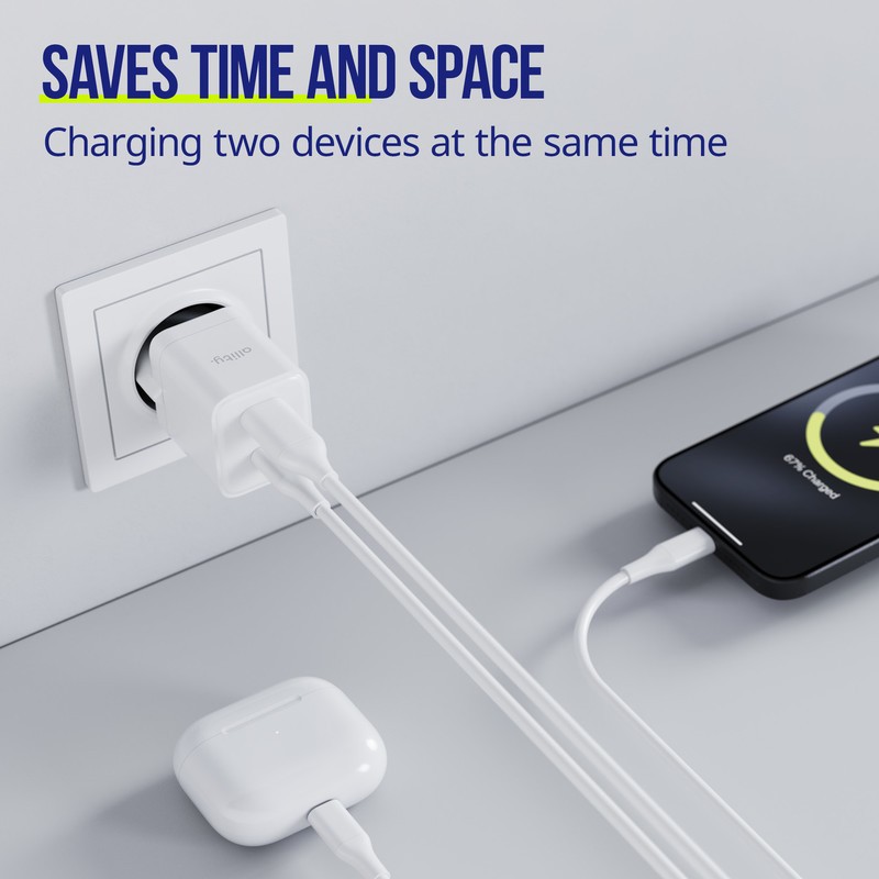 Polnilec ALLITY ATC-01, 20W, 1x USB-C, 1x USB-A, PD, QC