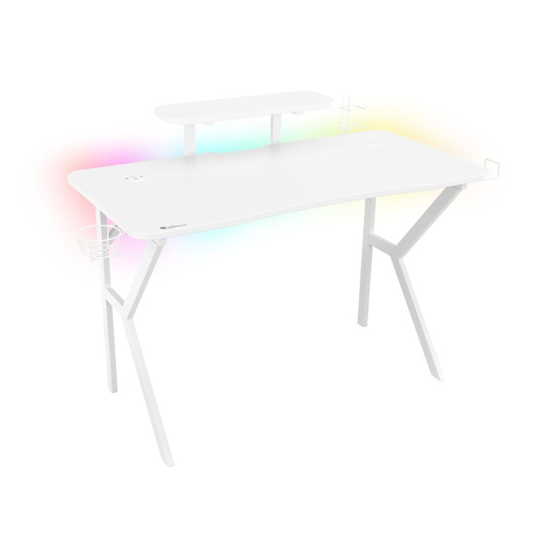 Gaming miza Genesis Holm 320 RGB, ergonomska, bela