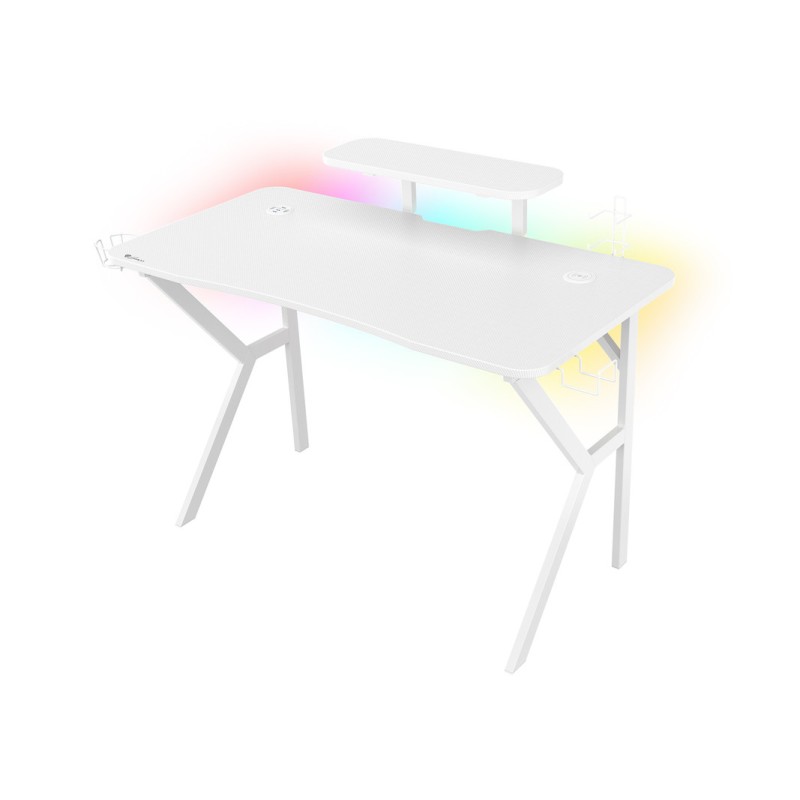 Gaming miza Genesis Holm 320 RGB, ergonomska, bela