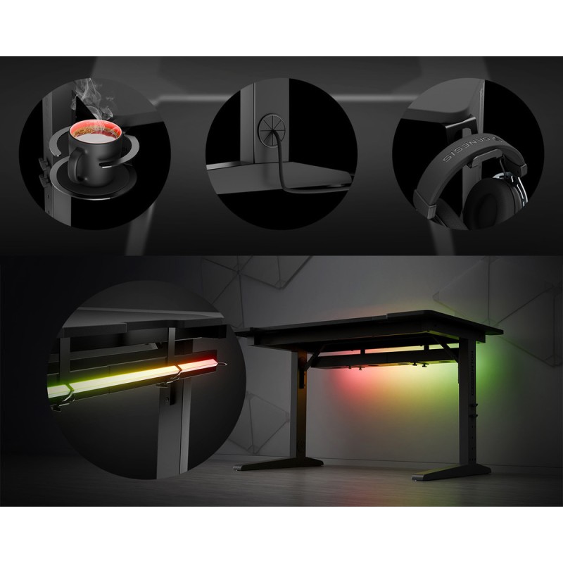 Gaming miza Genesis Holm Modular 140, RGB, črna