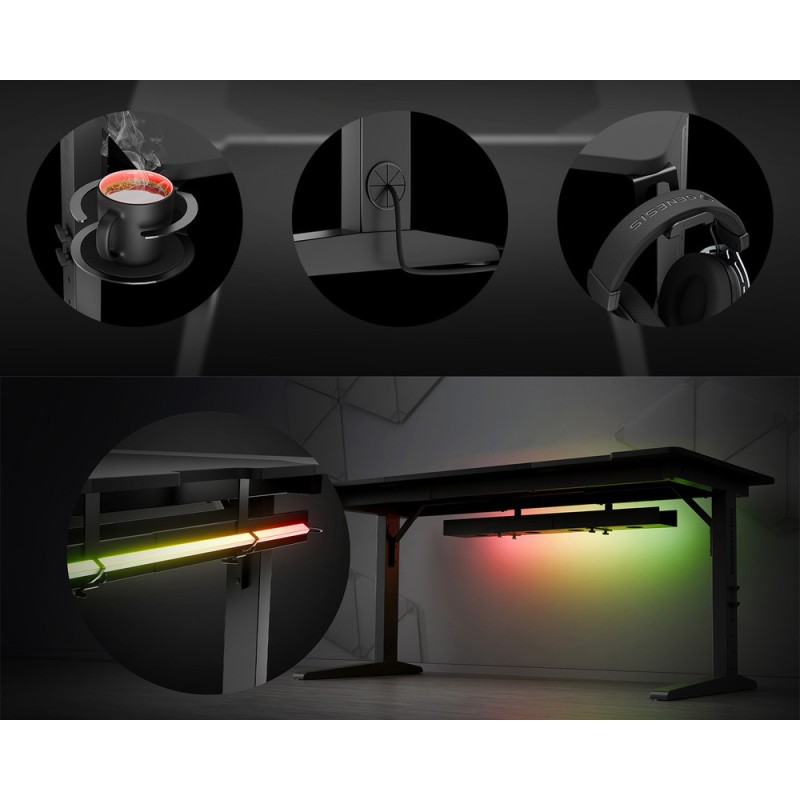 Gaming miza Genesis Holm Modular 160, RGB, črna