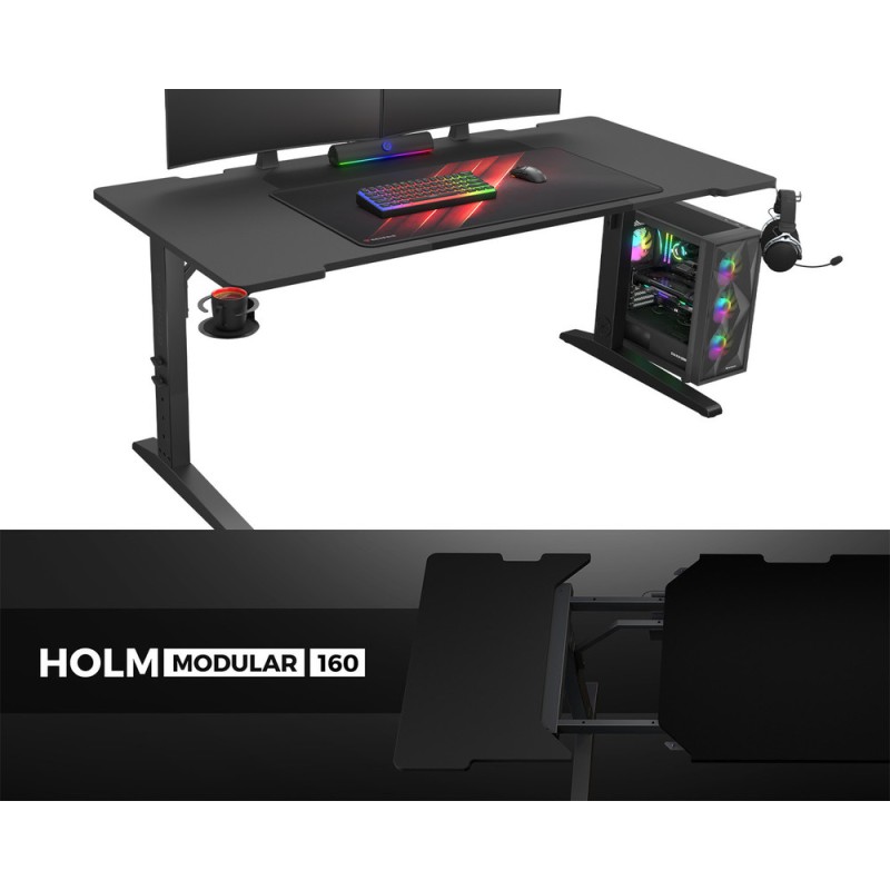 Gaming miza Genesis Holm Modular 160, RGB, črna