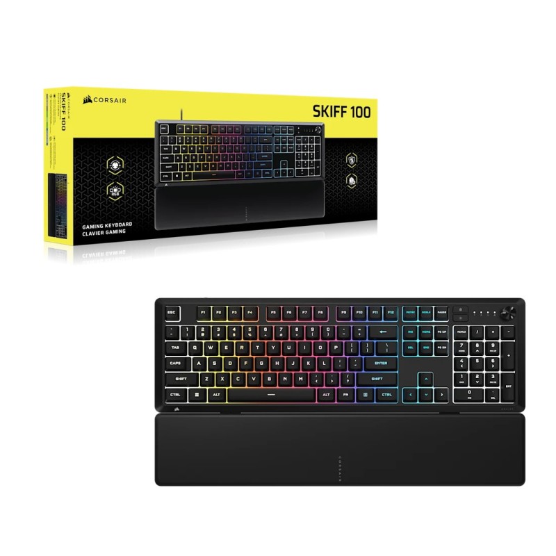 Tipkovnica Corsair SKIFF 100, RGB, US, črna