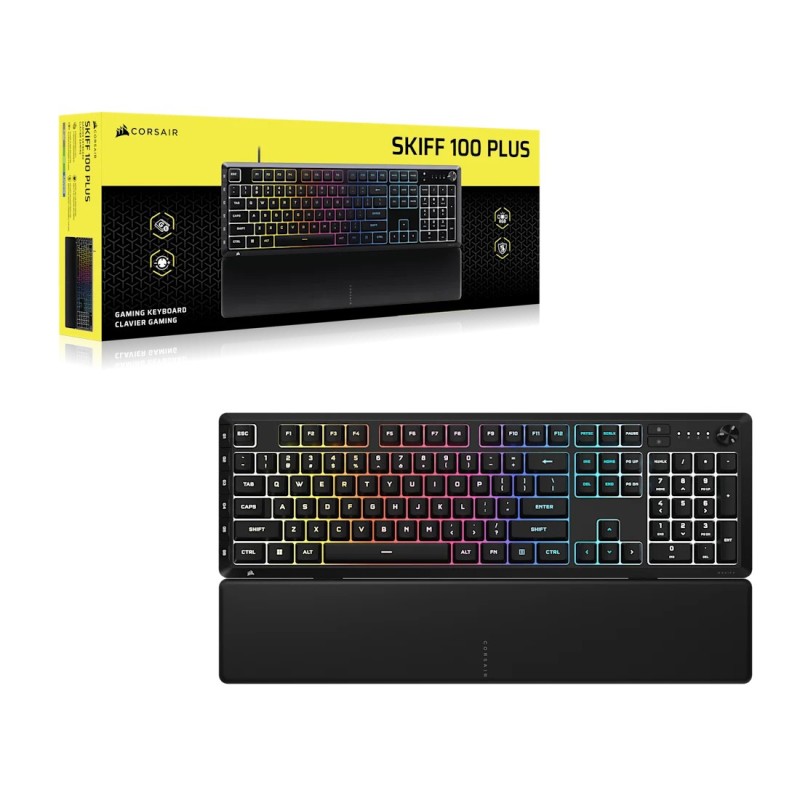 Tipkovnica Corsair SKIFF 100 PLUS, RGB, US, črna