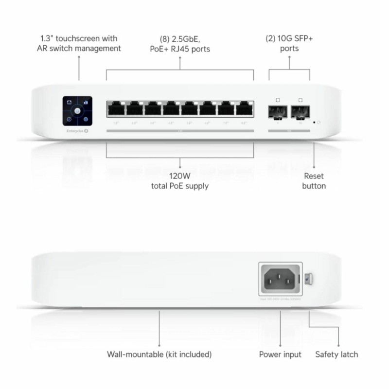 Stikalo (switch) Ubiquiti USW-Enterprise-8-PoE, 10-port, PoE