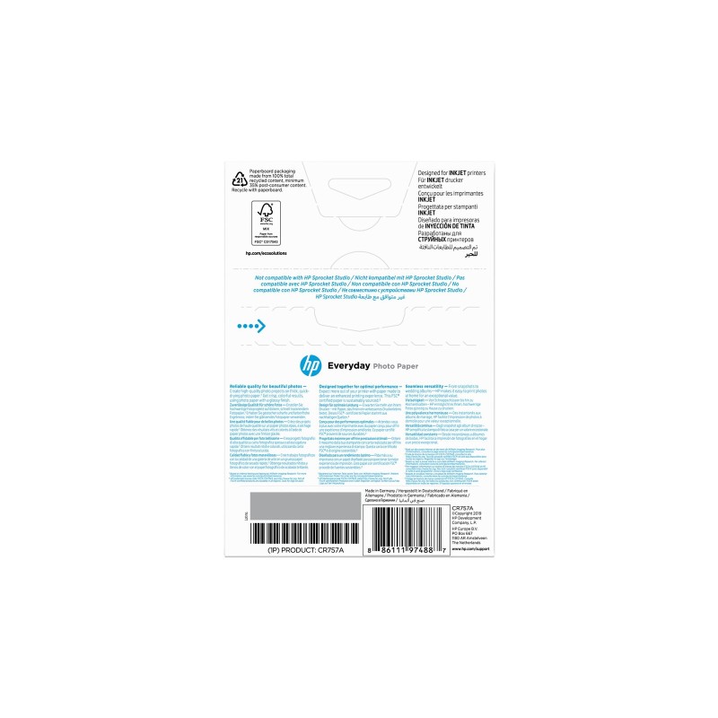 Foto papir HP original Everyday Glossy 200g 00x150mm, 100 listov, bel