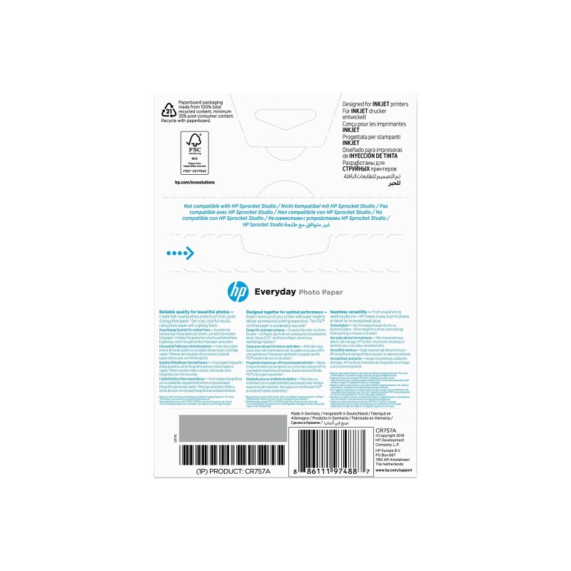 Foto papir HP original Everyday Glossy 200g 00x150mm, 100 listov, bel
