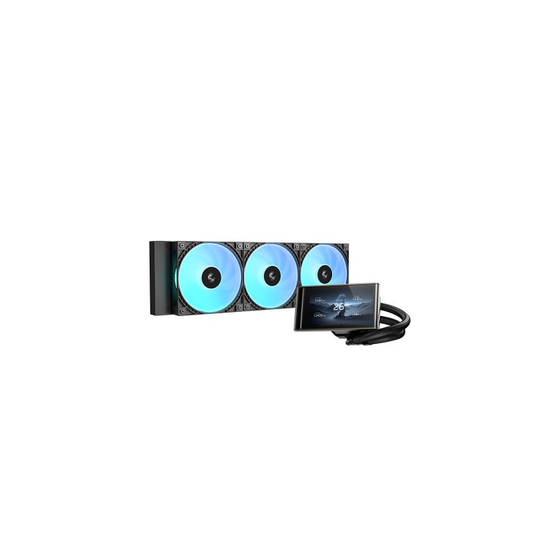 Vodno hlajenje DeepCool LT360 VISION, 360mm, LCD, ARGB, črn