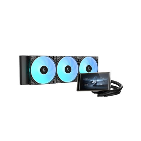 Vodno hlajenje DeepCool LT360 VISION, 360mm, LCD, ARGB, črn