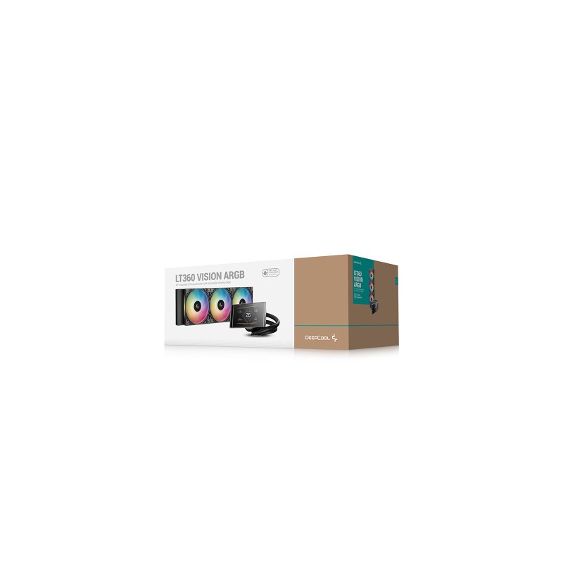 Vodno hlajenje DeepCool LT360 VISION, 360mm, LCD, ARGB, črn