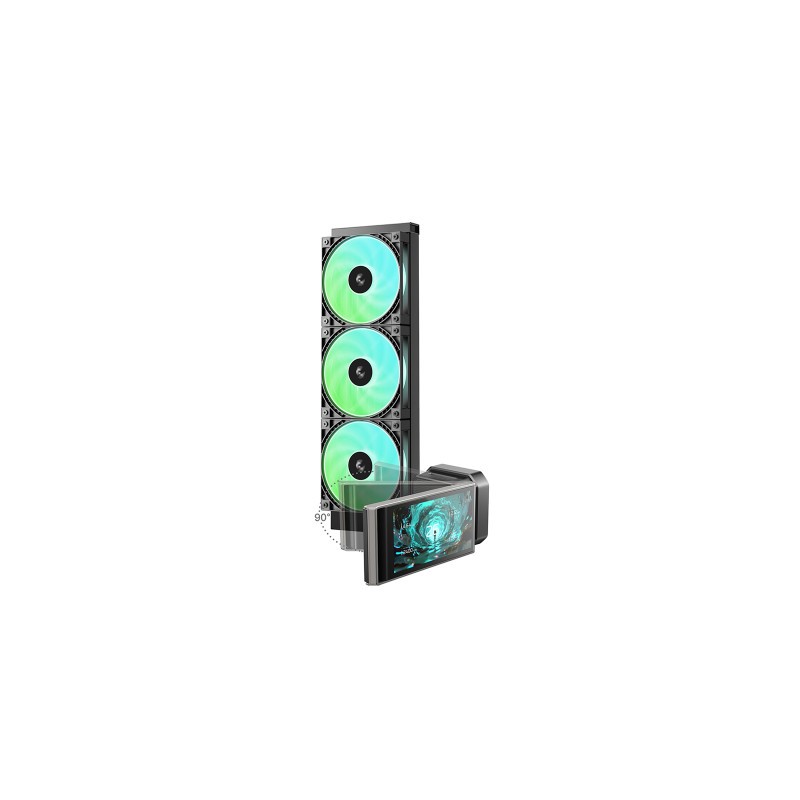 Vodno hlajenje DeepCool LT360 VISION, 360mm, LCD, ARGB, črn