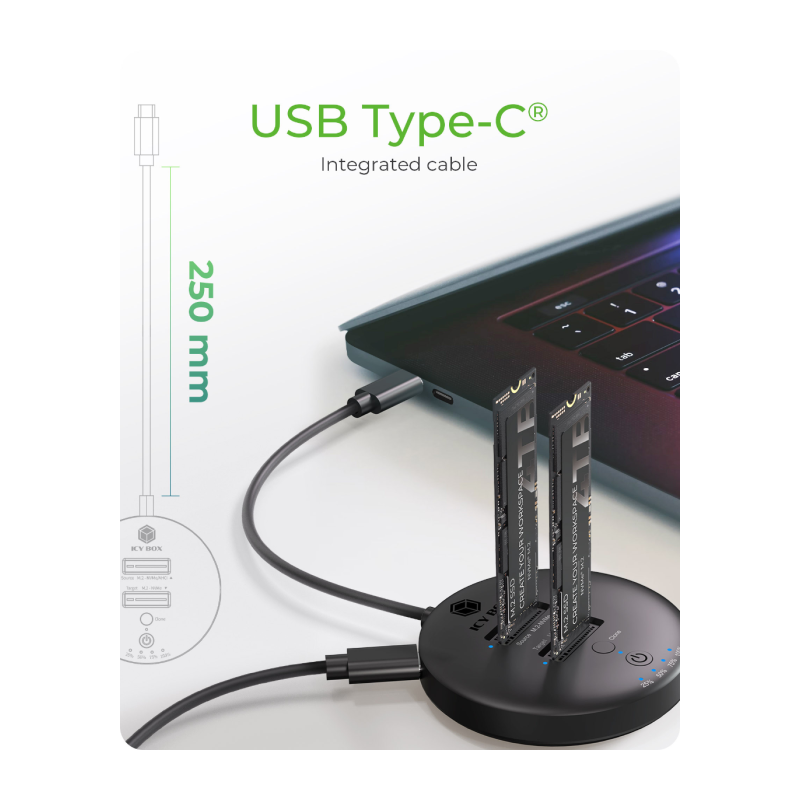 Priklopna in postaja za kloniranje IcyBox IB-1612MCL-C31 M.2 NVMe SSD diskov
