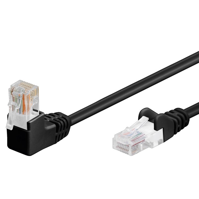 Mrežni kabel Goobay CAT5e UTP, 2m, črn, kotni